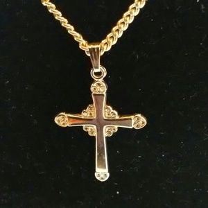 Bob Siemon Designs 18" gold chain 1 x 3/4 cross